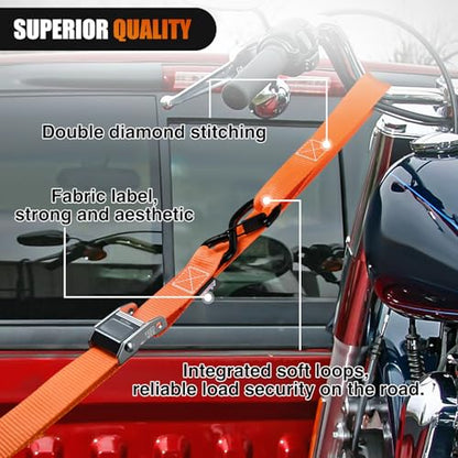 Motorcycle Tie Down Straps 1.5”×8’ for Securing Dirtbikes ATV UTV (2 Count)