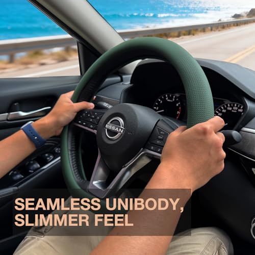 D Shaped Nappa Leather Steering Wheel Cover 14.5