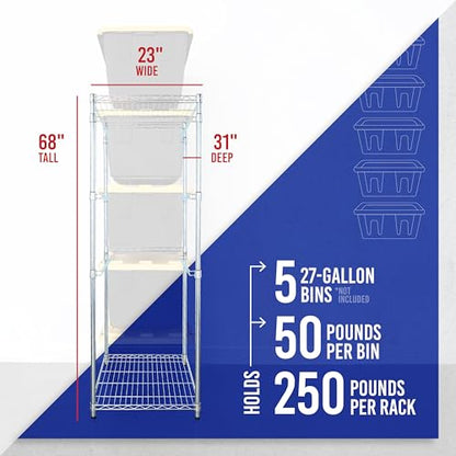 5 Tier Steel Tote Rack for 27 Gallon Bins