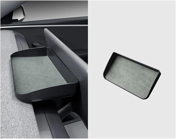 Dashboard Storage Box Central Control Suede Instrument Storage Compatible For Tesla Model 3 Highland 2024 Modification Interior Accessories(Tundra green)