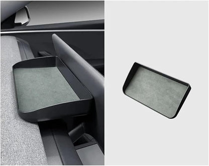 Dashboard Storage Box Central Control Suede Instrument Storage Compatible For Tesla Model 3 Highland 2024 Modification Interior Accessories(Tundra green)