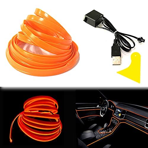 El Wire Orange Interior Car LED Strip Lights