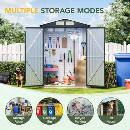 5x3FT Vertical Outdoor Steel Storage Shed