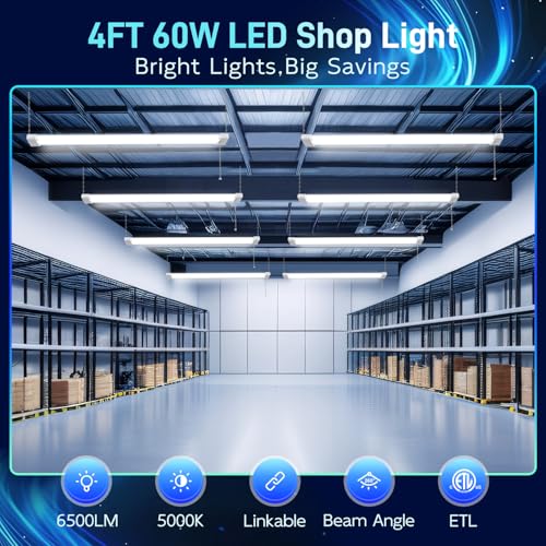 4FT Linkable LED Shop Light for Garage (4 Count)