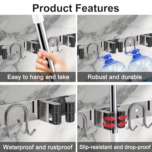 Mop Broom Holder Wall Mount (2 Count)