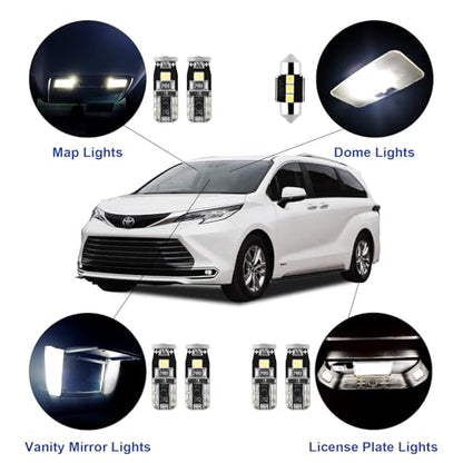 16 Pcs Super Bright 6000K White LED Interior Light