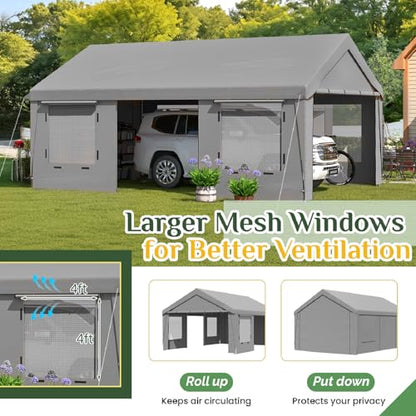 Carport 13x20 Ft Heavy Duty Carport with Roll