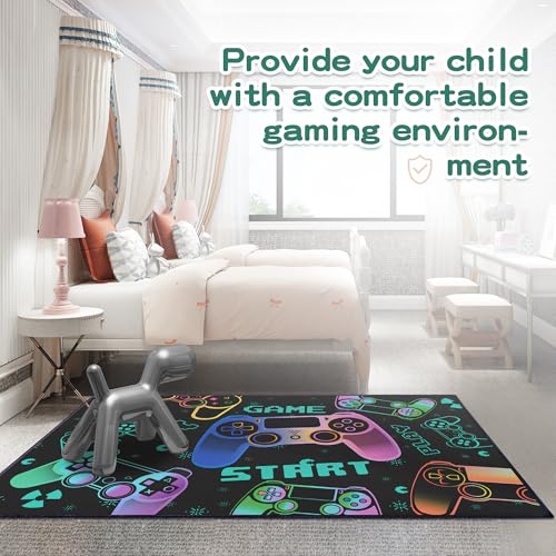 Play Gaming Rug for Bedroom Gamer Mat Gamepad for Boys Room 3x4 for Playroom Decor Washable (12 Sq Ft)