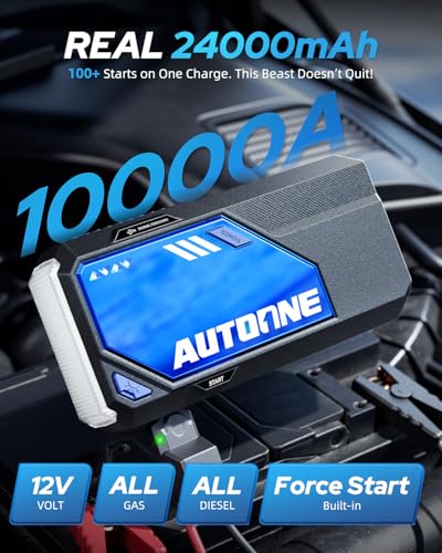 10000A Car Jump Starter 24000mAh Car Battery Jumper Starter Portable 12V