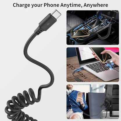Coiled USB to USB C Cable (2 Count)