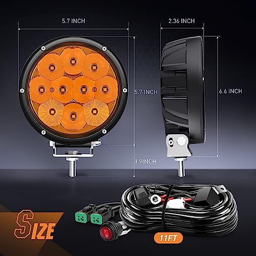 5.7" Round Amber LED Driving Light
