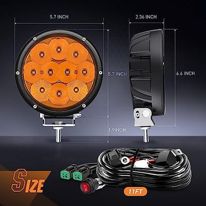 5.7" Round Amber LED Driving Light