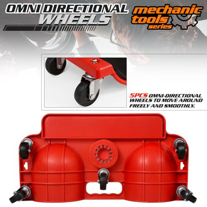 Rolling Knee Creeper Durable Knee Pads with Full 360 Degree Turn Casters and Tool Tray