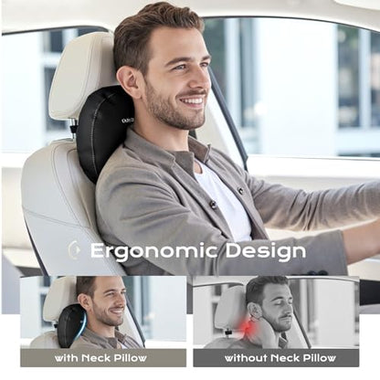 Leather Car Headrest Pillow Car Neck Pillow with Adjustable Strap