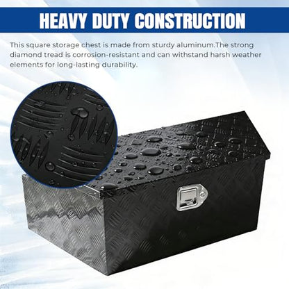 39" x 12" x 16.5" Trailer Tongue Tool Box Heavy Duty Aluminum with Latch and Keys Trailer Toolbox Organizer Truck Underbody Box Compatible with Pick Up Truck Bed RV Trailer ATV Black