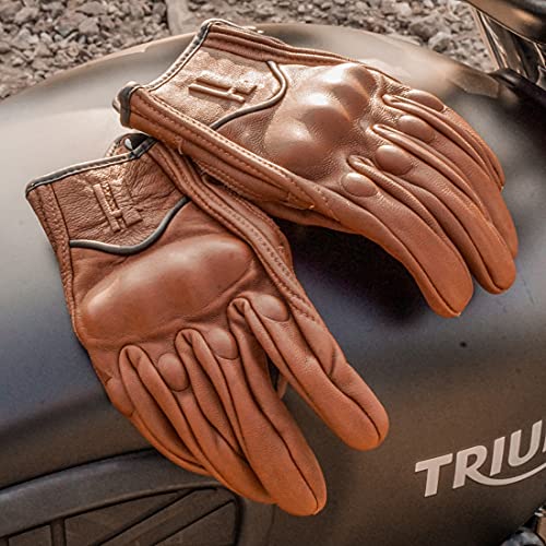 Womens Full Finger Touch Motorcycle Gloves GL016 Saddle XL