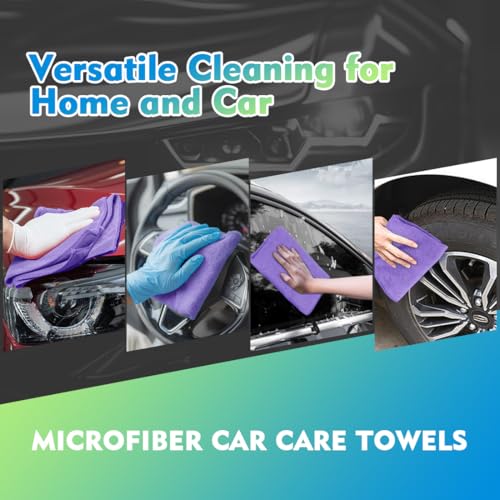 Purple Microfiber Cleaning Cloth 12 Pack 12.5 x 12.5 Inch Microfiber Towels for Cars Ultra Absorbent Cleaning Rags Lint Free Cleaning Towels for Household Kitchen (12 Count)