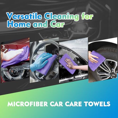 Purple Microfiber Cleaning Cloth 12 Pack 12.5 x 12.5 Inch Microfiber Towels for Cars Ultra Absorbent Cleaning Rags Lint Free Cleaning Towels for Household Kitchen (12 Count)