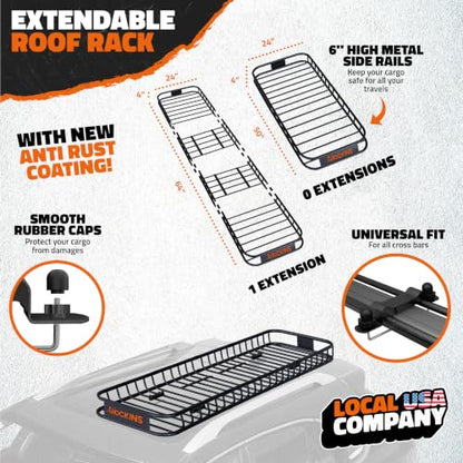 85"x24"x4" Extendable Skinny Roof Rack Cargo Carrier w