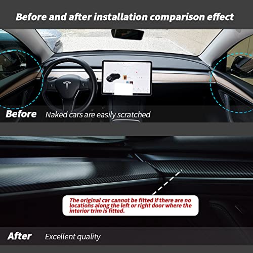 Dashboard Cover Wrap and Front Door Inner Armrest Panel Cover Trim Compatible with Tesla Model 3 2021