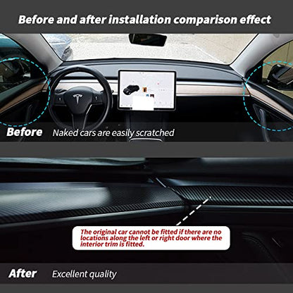 Dashboard Cover Wrap and Front Door Inner Armrest Panel Cover Trim Compatible with Tesla Model 3 2021