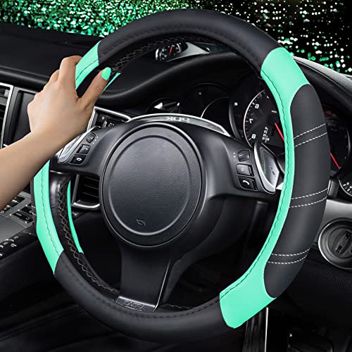 Line Rider Microfiber Leather Sporty Steering Wheel Cover Universal Fits for 95% Truck