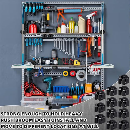 12 Pcs Magnetic Broom Holder Wall Mounted Anti Slip Rack (12 Count)