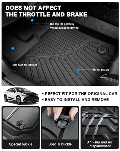 Floor Mats for 2023 2024 2025 2026 Toyota Crown All Weather 3D TPE Anti