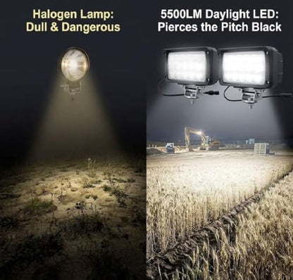 45W Led Work Lights 12V 24V 4500LM 6500K Rectangular Fog Lights (2 Count)