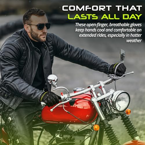 Motorcycle Gloves Men's Leather Motorbike Gloves Touchscreen Function