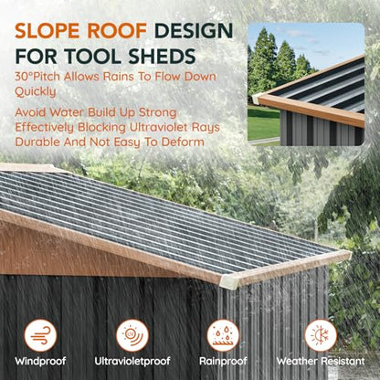 6x4FT Multi Used Outdoor Storage Shed with Frame Floor