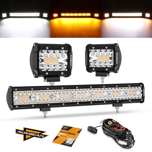 4 Inch Pod Lights & 20In LED Light Bar 6 Modes Offroad Kit (3 Count)