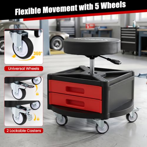 Rolling Mechanic Stool with Padded Seat