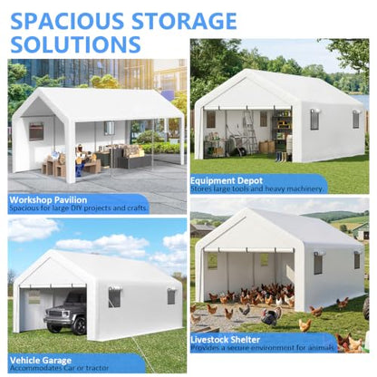 13x21 FT Enclosed Carport with Roll