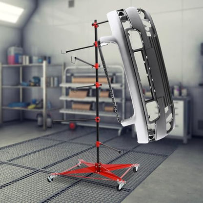 Panel Tree Stand for Painting Rotatable FreeStanding Panel Paint Holder with Wheels Adjustable Center Post for Hang Automotive Doors Fenders Bumpers