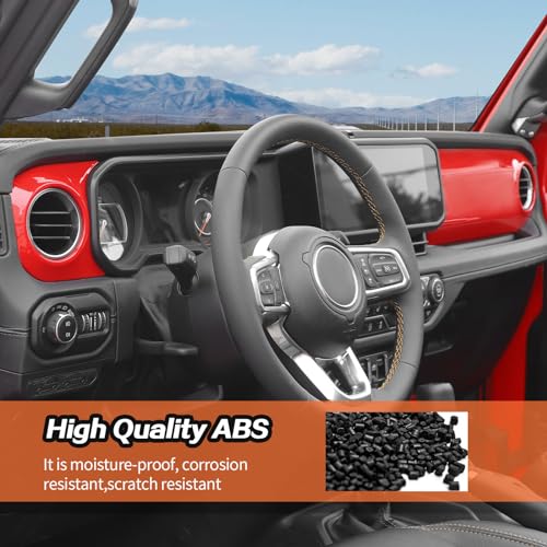 2pcs for 2024+ Jeep Wrangler JL Red Interior Accessories Center Console Dash Panel Cover Trim