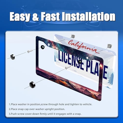 Galaxy Mountain License Plate Frame Stainless Steel Car Accessory 6x12 Inch