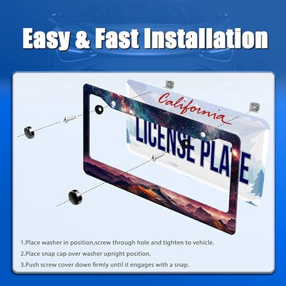 Galaxy Mountain License Plate Frame Stainless Steel Car Accessory 6x12 Inch