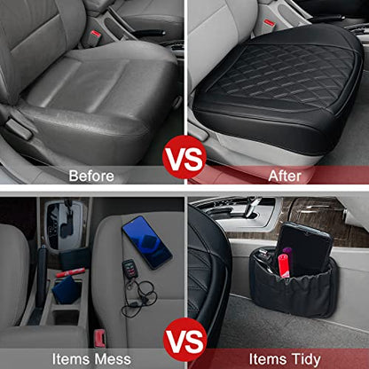 2 Pack Leather Front Car Seat Bottom Covers Black (2 Count)