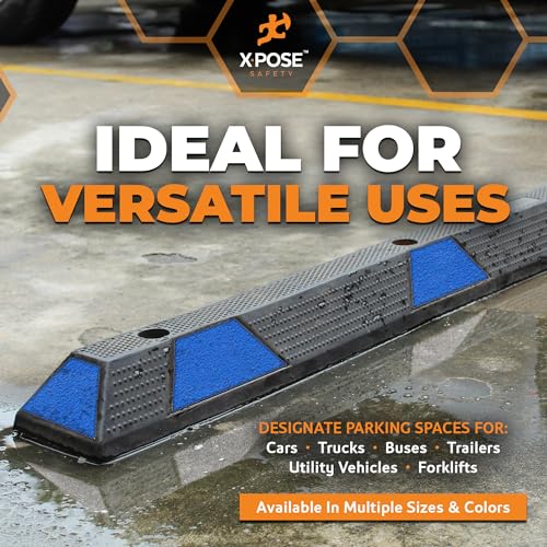 72" Heavy Duty Blue Rubber Parking Stopper (2 Count)