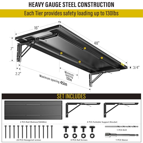 2pack 1.3x4ft Adjustable Rail Type Folding Storage Rack Shelf