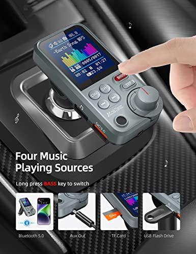 Big Screen & Strong Mic Bluetooth Car Adapter FM Transmitter