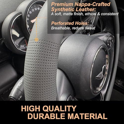 Nappa Leather Steering Wheel Cover Universal 15In