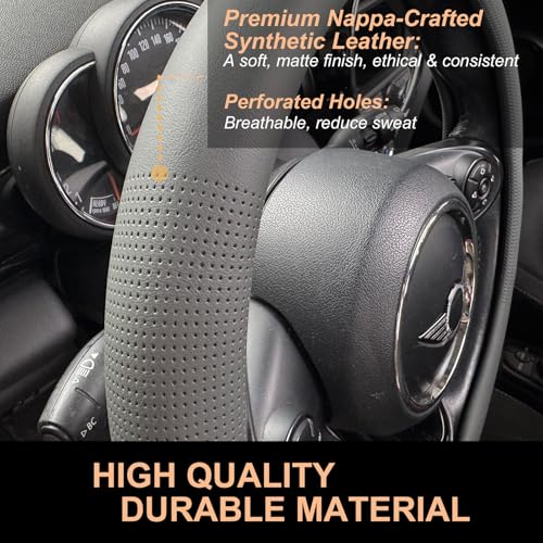 Large Size Nappa Leather Steering Wheel Cover 15.75In