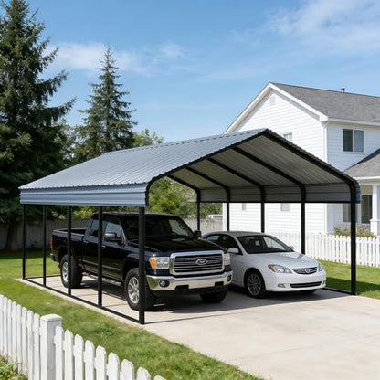 20x20 ft Metal Covered Carport Heavy Duty Car Port with Galvanized Steel Roof & Frame
