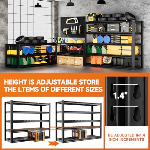 5 Tier 60" W x 20" D x 72" H Garage Shelving 30000LBS Heavy Duty Adjustable Storage Shelves Basement Industrial Shelving Units (5 Count)