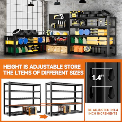5 Tier 60" W x 20" D x 72" H Garage Shelving 30000LBS Heavy Duty Adjustable Storage Shelves Basement Industrial Shelving Units (5 Count)