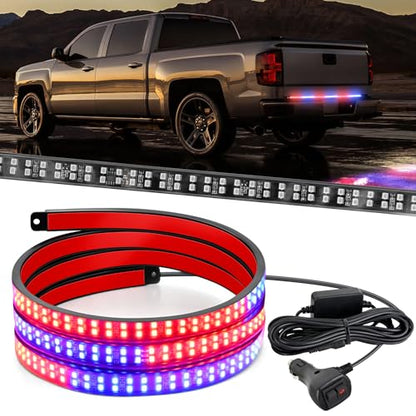 48 Inch 288 LED Tailgate Strobe Light Strip Red Blue