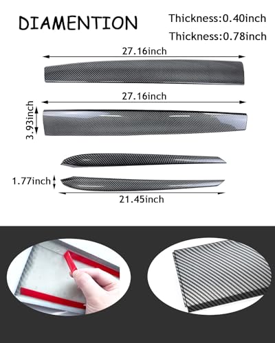 Glossy Carbon Fiber Pattern Dashboard Cover and Front Door Cover Compatible with Tesla Model 3（2021