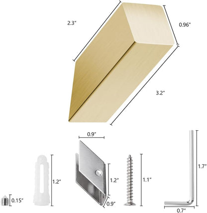 NINETREX Gold Towel Hooks for Bathroom Modern Wall Mounted Heavy Duty SUS304 Stainless Steel Hook ，Square Robe Hooks for Bathroom Kitchen Entryway，Brushed Gold，4 Pack